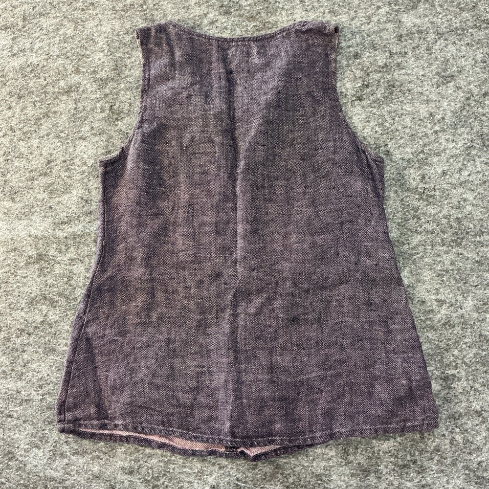 Flax Natural Linen Boho Lagenlook Purple Women's Sleeveless Tank Top Size P - Picture 4 of 4